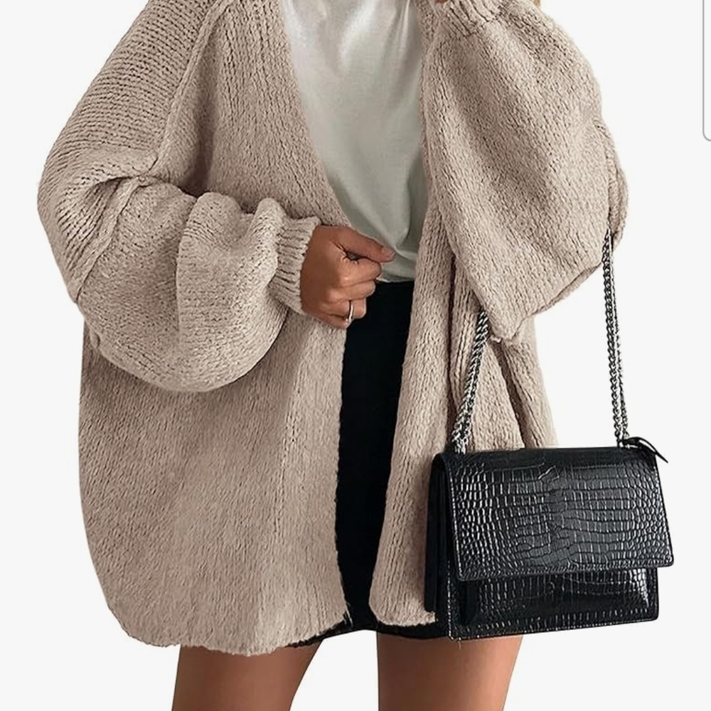 PrettyGarden Women's Beige Grey Cardigan Sweater